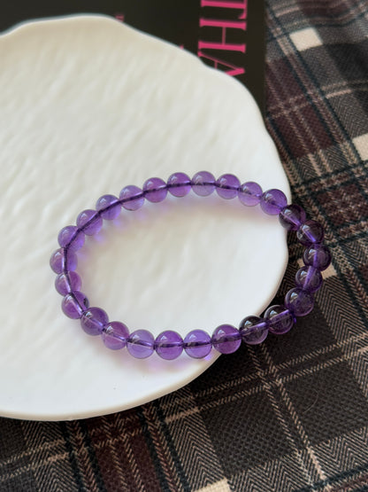High Grade Brazil Amethyst 7.8mm Bead Bracelet