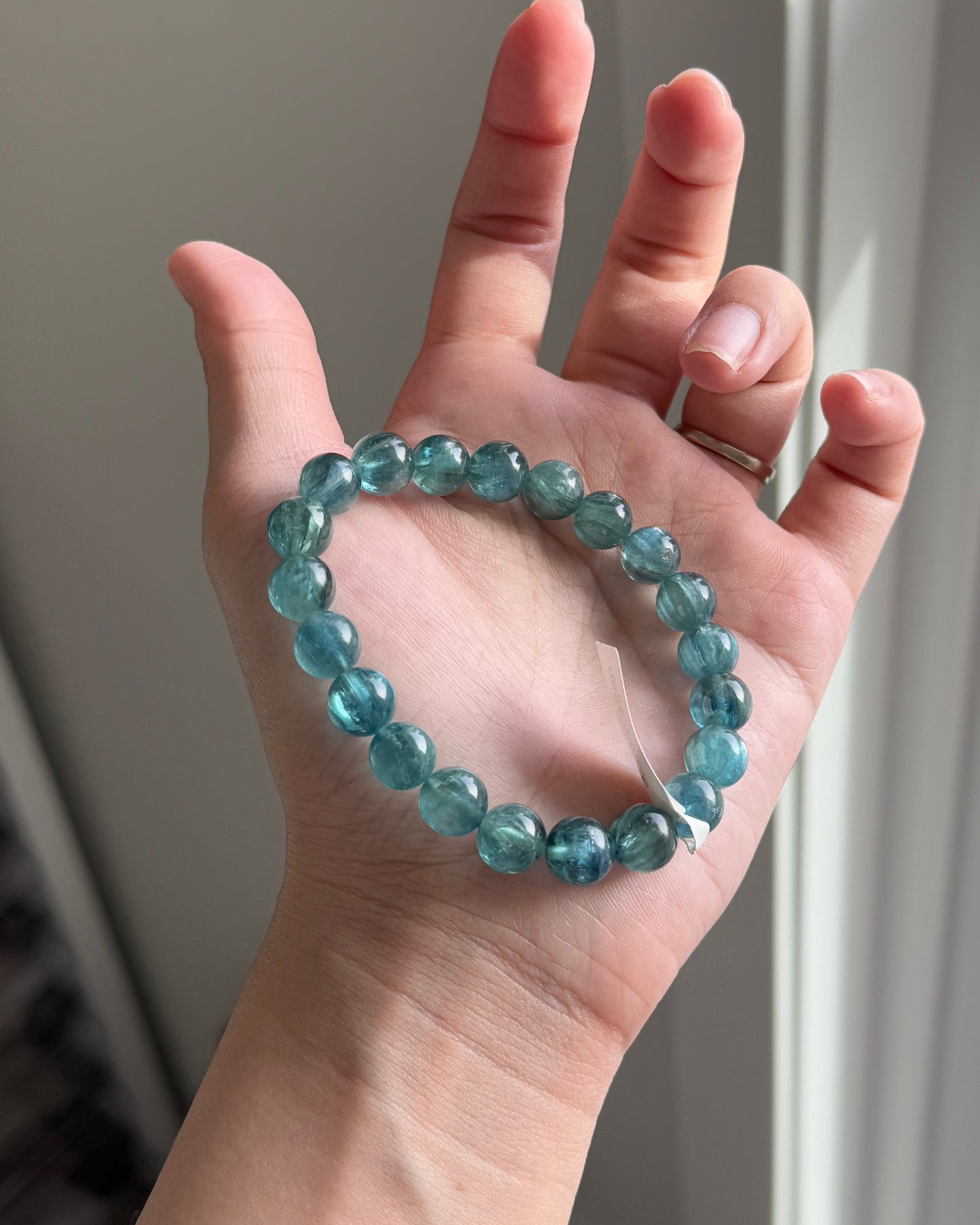 Ultra High Quality Rare Green Blue Kyanite Bead Bracelet