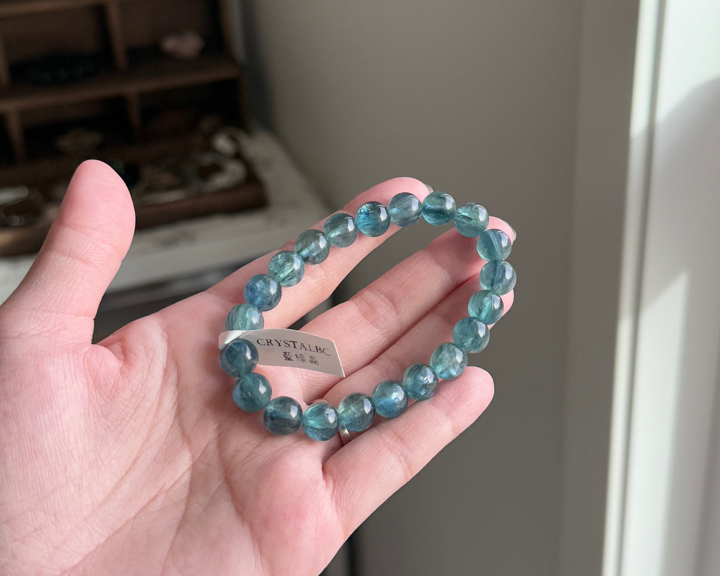 Ultra High Quality Rare Green Blue Kyanite Bead Bracelet