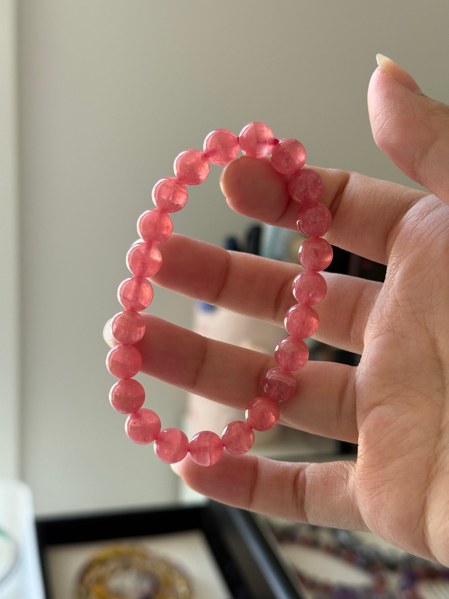 High Grade Gemmy Rhodonite Beaded Bracelet 紅紋石