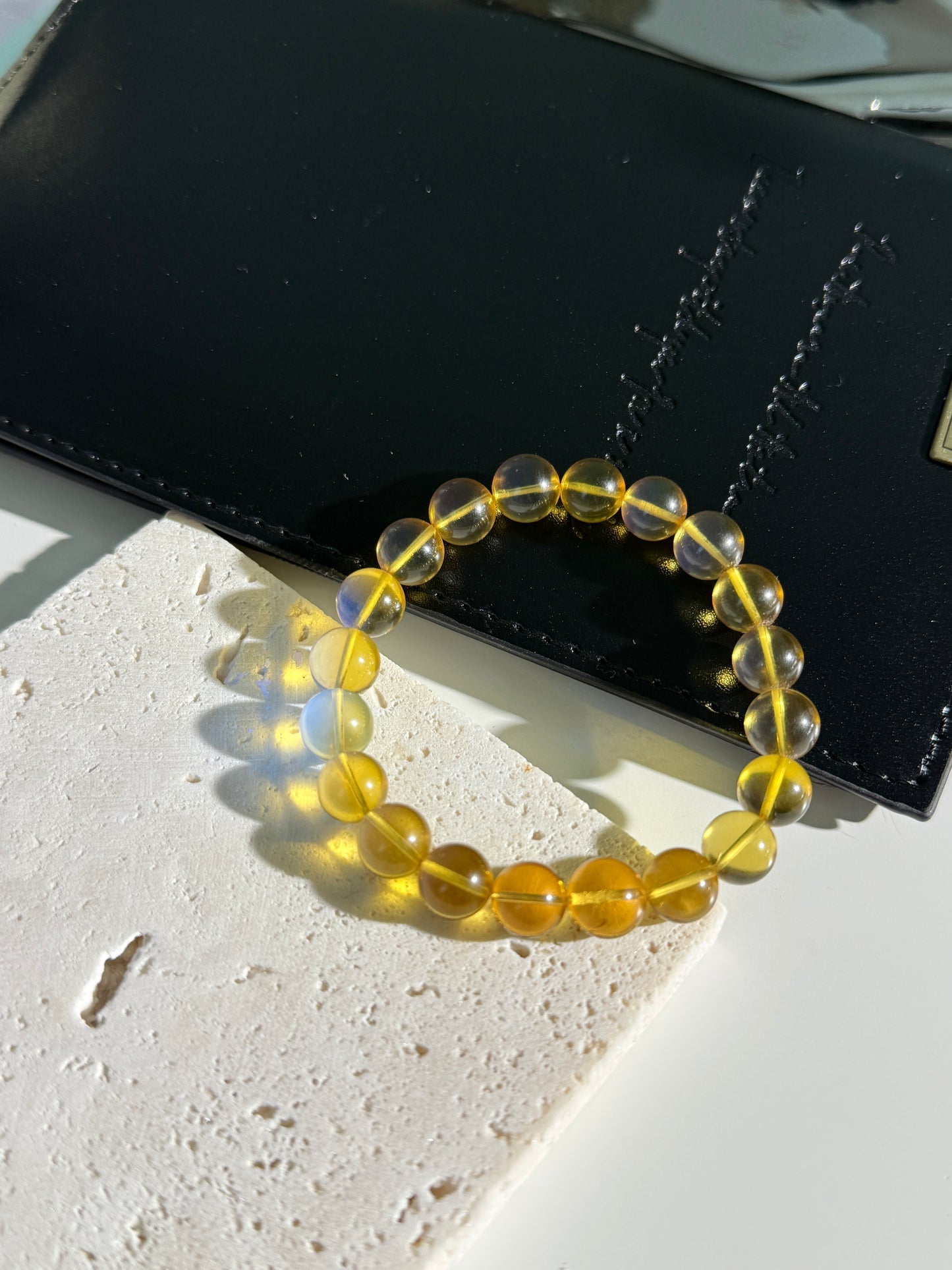 Dominican Blue Amber 9mm with inclusion