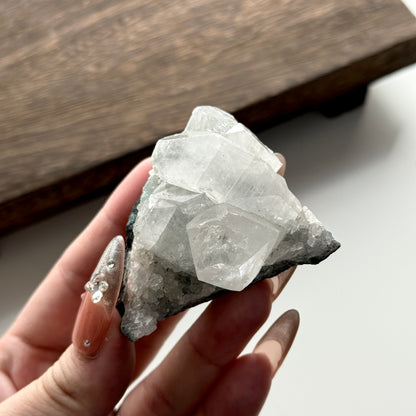 Diamond Apophyllite on Blue Green Stilbite