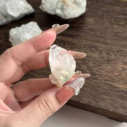 India Diamond Apophyllite on Green Orange Stilbite