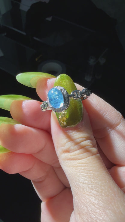 Aquamarine zirconia Ring Adjustable Free Size