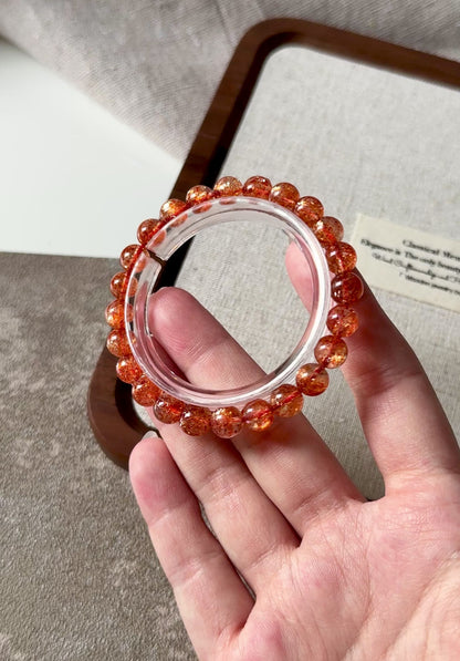 Premium Quality Golden Strawberry Orange Sunstone Beaded Bracelet