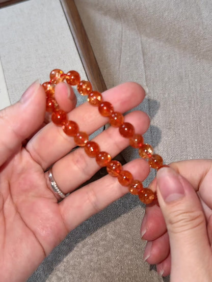 Premium Quality Golden Strawberry Orange Sunstone Beaded Bracelet