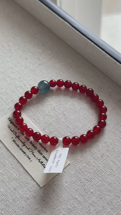 Red Cornelian Agate Lucky Stone with Jade 6.6mm HQ