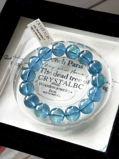 High Quality Gemmy Translucent Aquamarine 12.8mm Beaded Bracelet