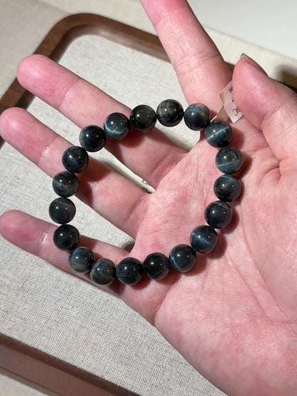 Blue Tiger Eye 9.6mm Beaded Bracelet