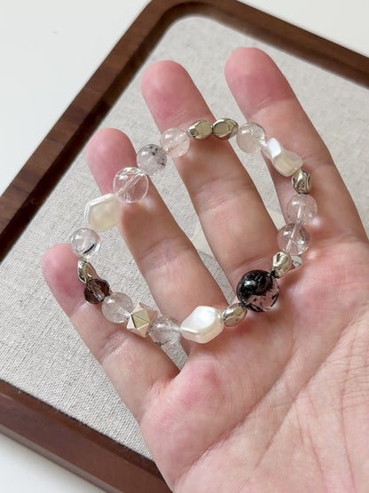 Black Herkimer Diamond Design Bracelet