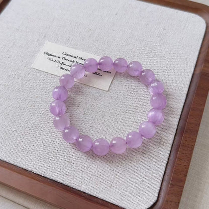 High Quality Gemmy Translucent Purple CatEye Kunzite Beaded Bracelet