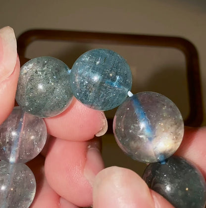 Gradient Translucent Beryl Aquamarine 12.6mm Beaded Bracelet