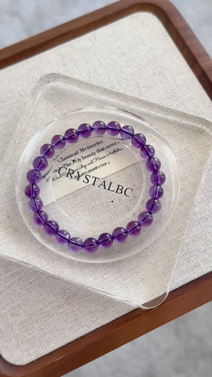 High Grade Brazil Amethyst 7.8mm Bead Bracelet