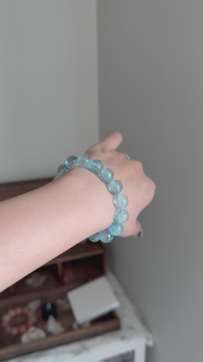 Natural Top Grade Blue Topaz 11.2mm Beaded Bracelets