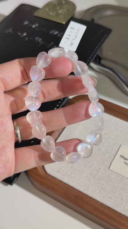 Heart Shaped Double Sided Flashing Moonstone