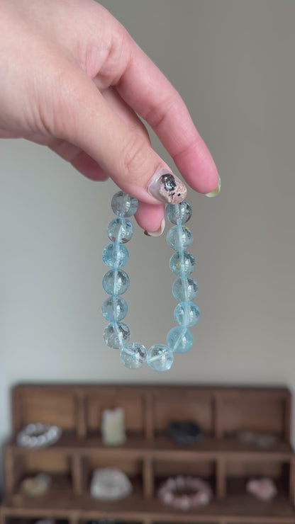 Natural Top Grade Blue Topaz 11.2mm Beaded Bracelets