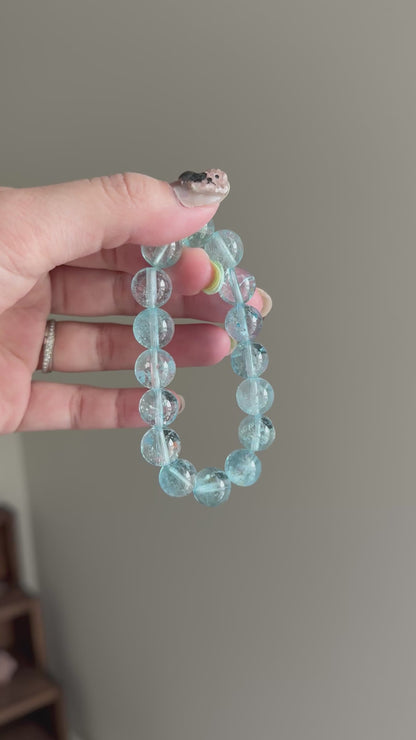 Natural Top Grade Blue Topaz 11.2mm Beaded Bracelets