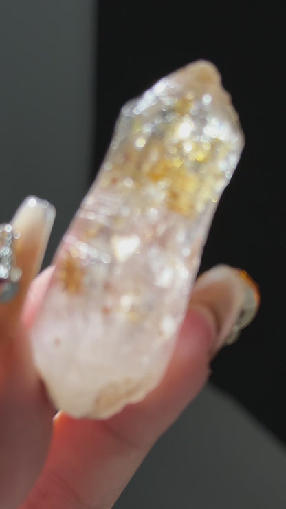 Golden Scepter Red Clay Filled Firefly Skeletal Petroleum Included Quartz UV Reactive with ENHYDROS