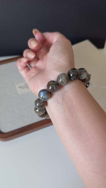 Blue/ Black Kyanite with Mica Bead Bracelet