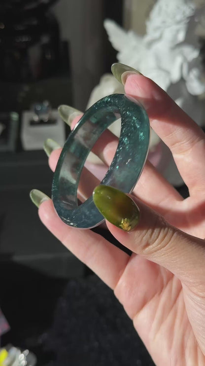 Dark Green Beryl Aquamarine Bangle