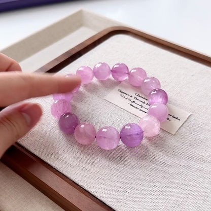 Ultra High Quality Gemmy Pinky Purple CatEye Kunzite 14.5mm Beaded Bracelet